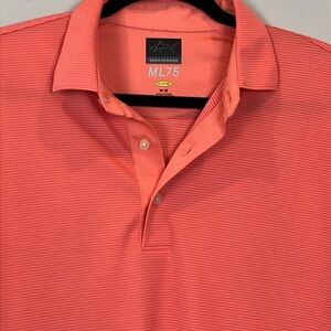 Greg Norman Men's Medium Performance Polo - ML75 coral color w/muted str…